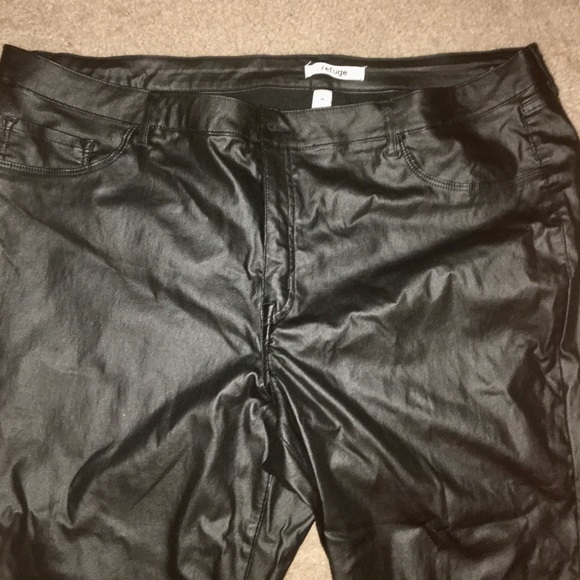 Plus Size Vegan Stretch Leather Pants - Picture 1 of 4